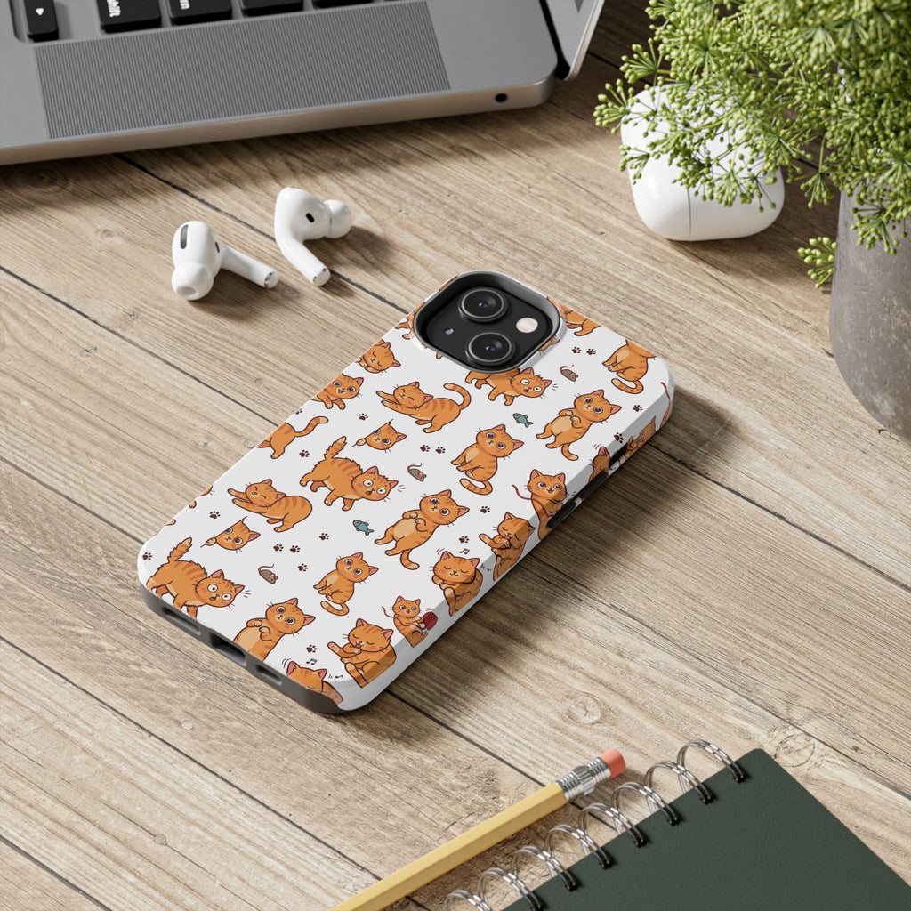 Playful Cats Phone Case – White Edition | Cute Kitten Pattern | iPhone case
