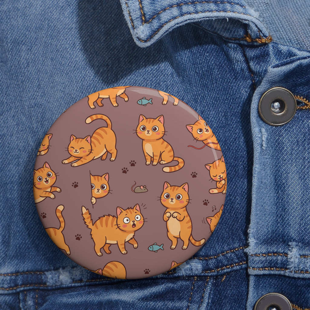 Cute Orange Cat Pattern Pin Button