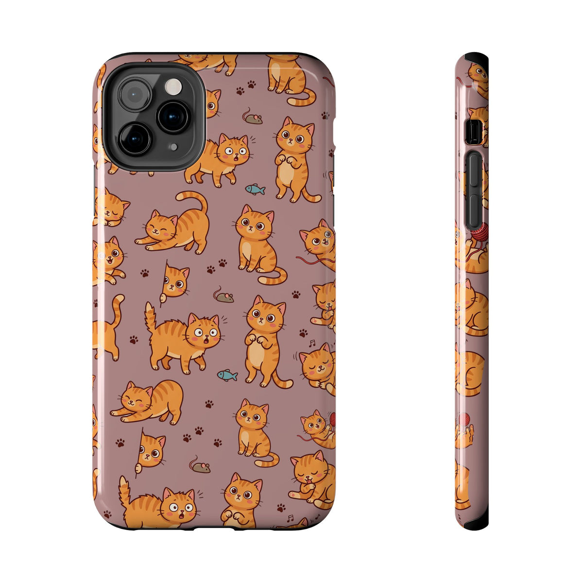 Playful Cats Phone Case – Mocha Edition | Cute Kitten Pattern | iPhone case