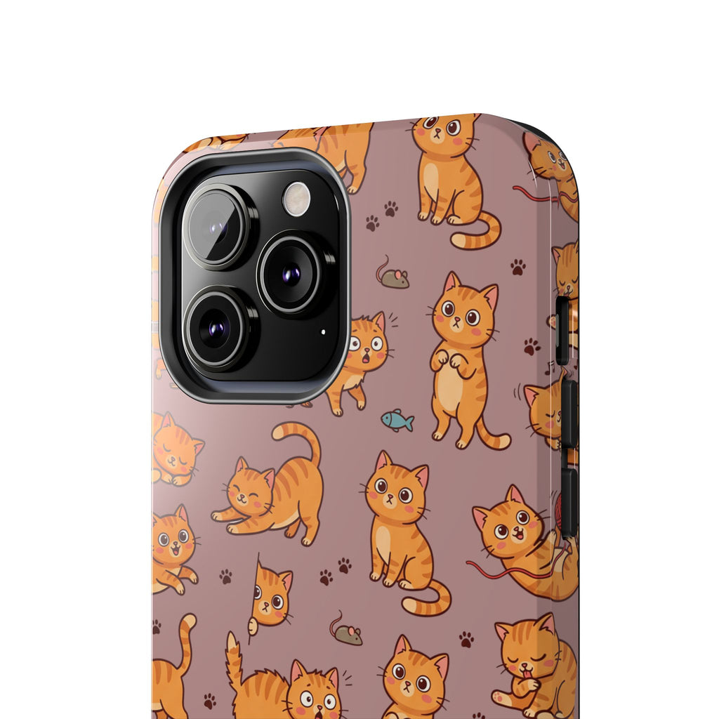 Playful Cats Phone Case – Mocha Edition | Cute Kitten Pattern | iPhone case