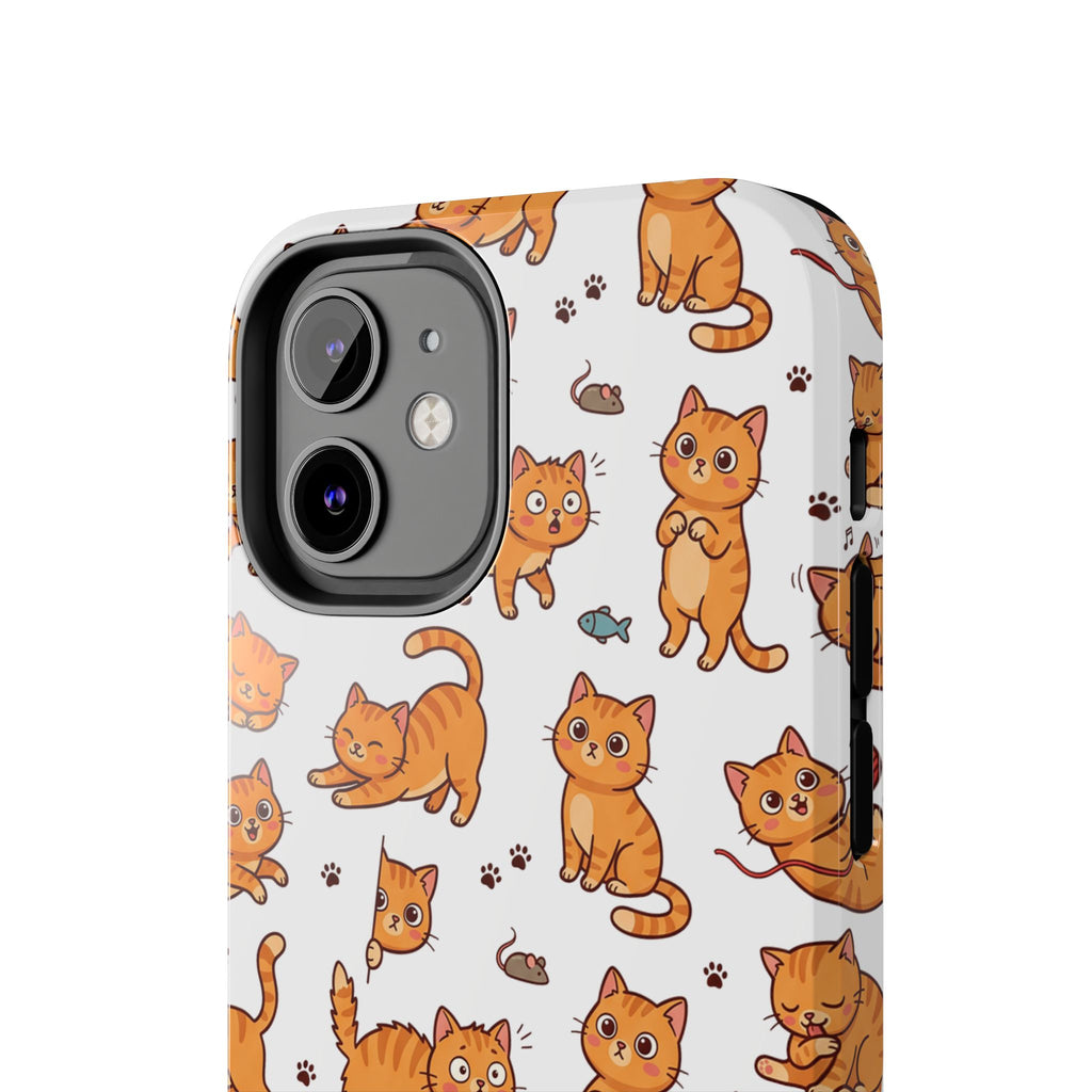 Playful Cats Phone Case – White Edition | Cute Kitten Pattern | iPhone case