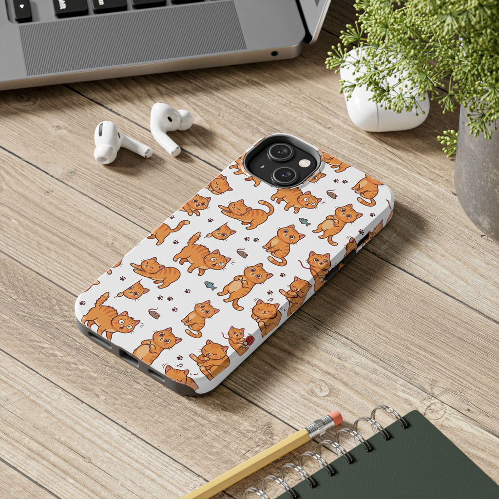 Playful Cats Phone Case – White Edition | Cute Kitten Pattern | iPhone case