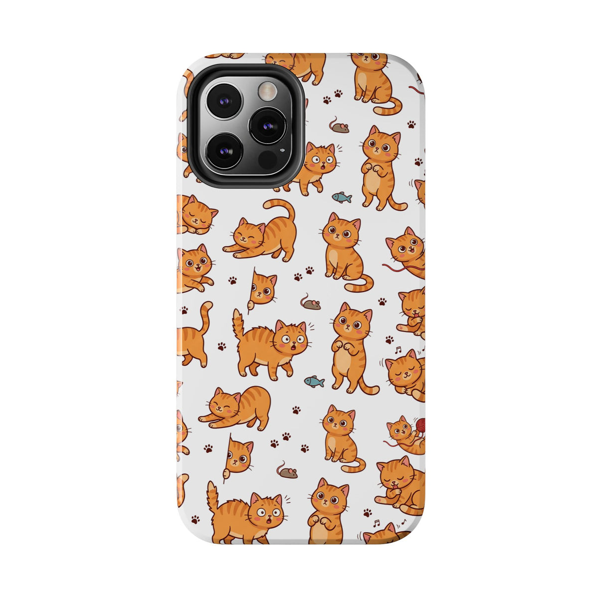 Playful Cats Phone Case – White Edition | Cute Kitten Pattern | iPhone case