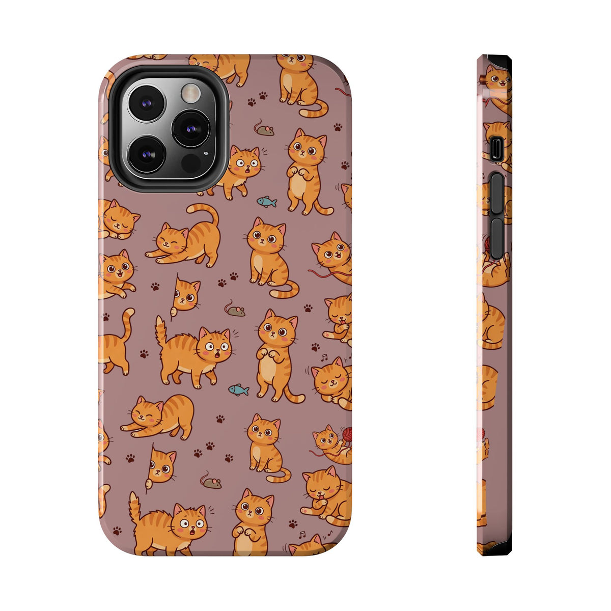Playful Cats Phone Case – Mocha Edition | Cute Kitten Pattern | iPhone case