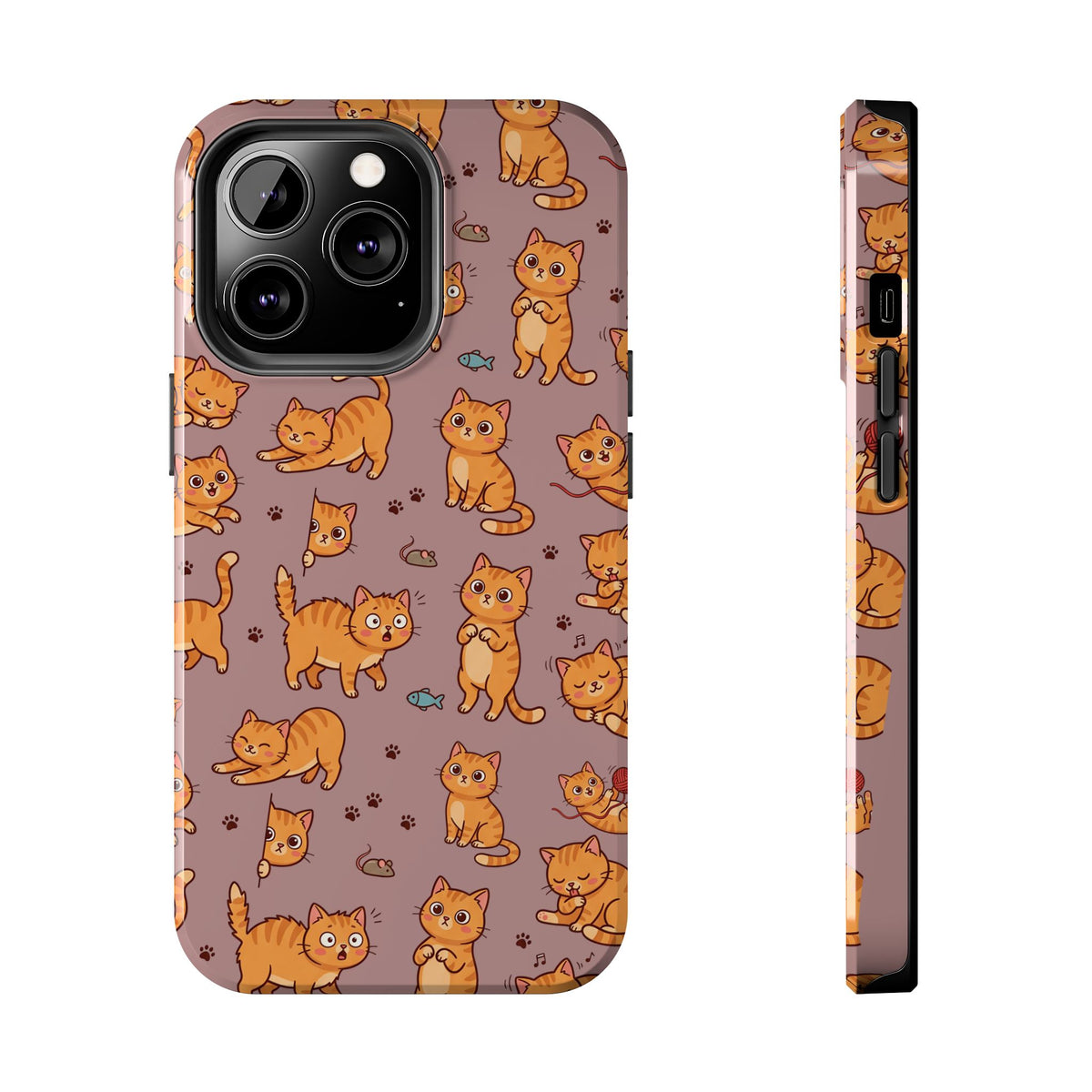 Playful Cats Phone Case – Mocha Edition | Cute Kitten Pattern | iPhone case