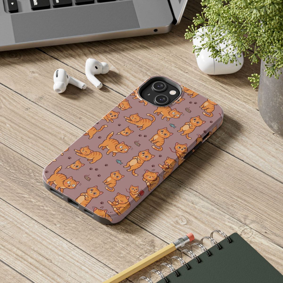 Playful Cats Phone Case – Mocha Edition | Cute Kitten Pattern | iPhone case