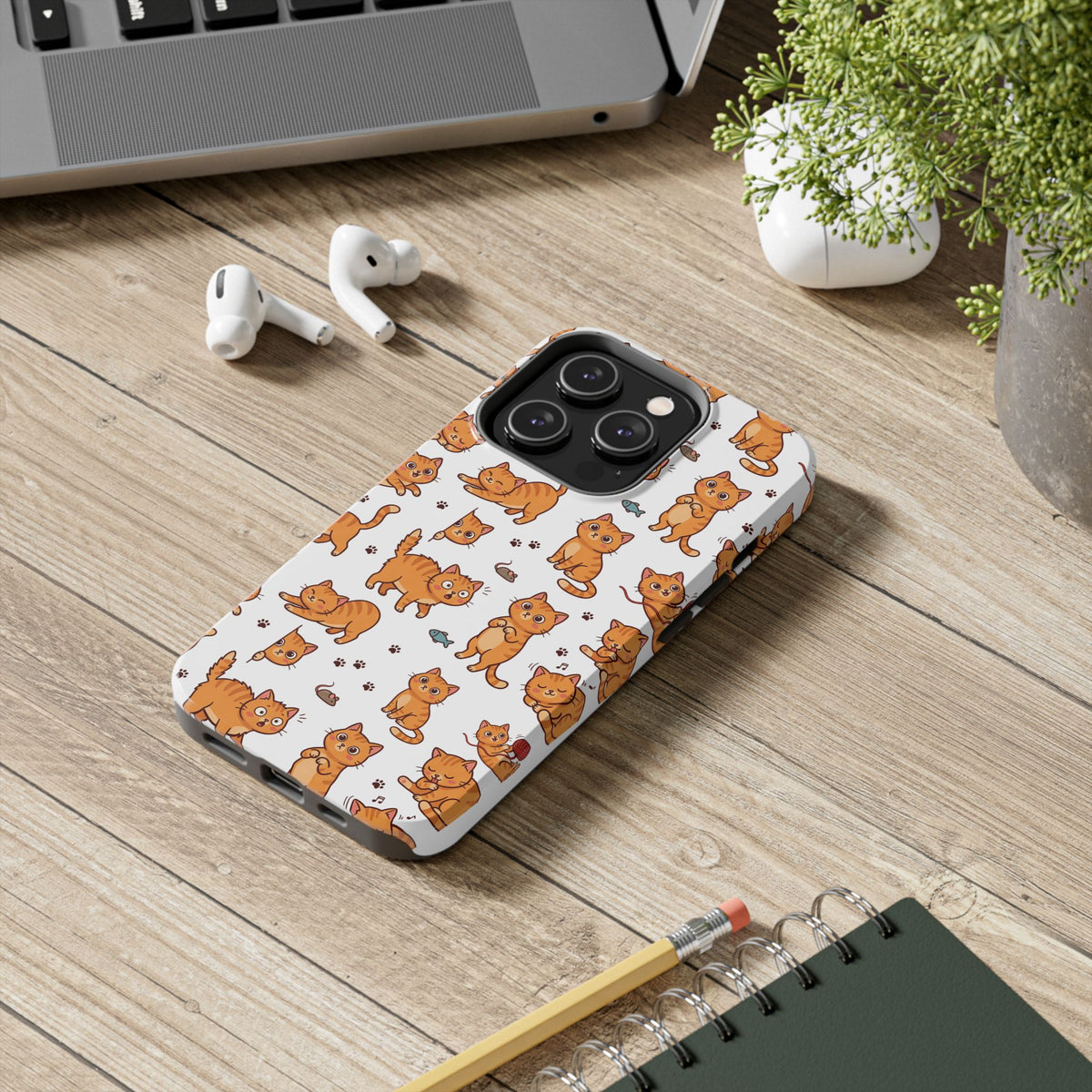 Playful Cats Phone Case – White Edition | Cute Kitten Pattern | iPhone case