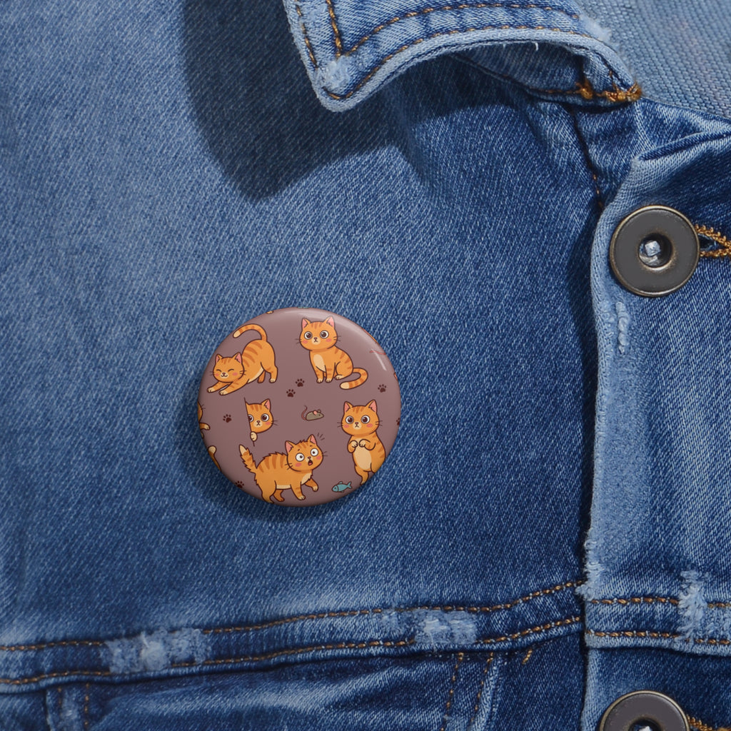 Cute Orange Cat Pattern Pin Button