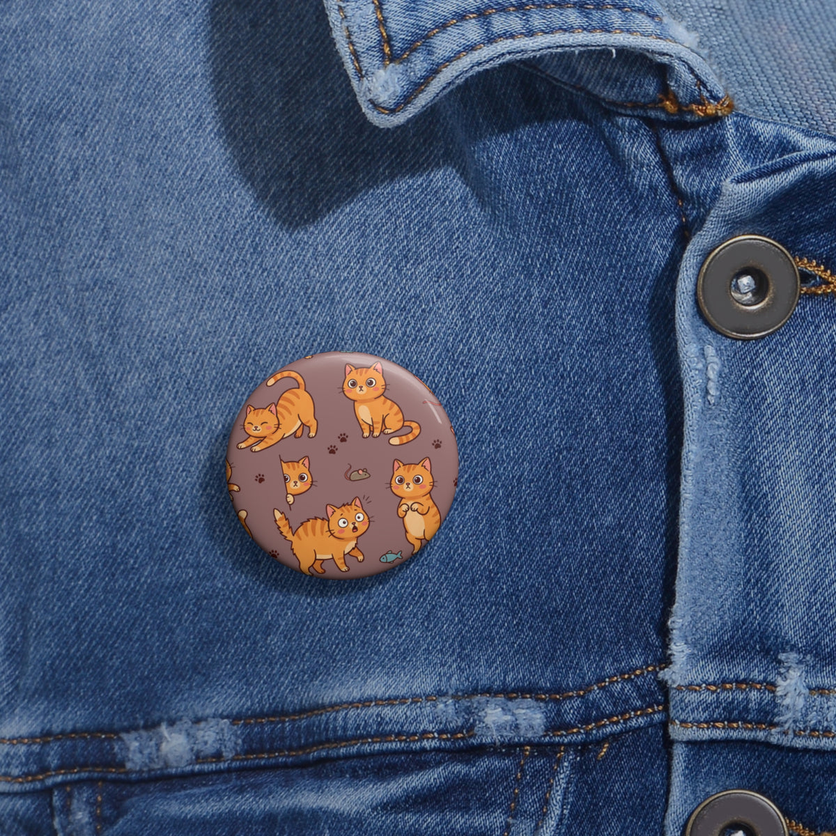 Cute Orange Cat Pattern Pin Button