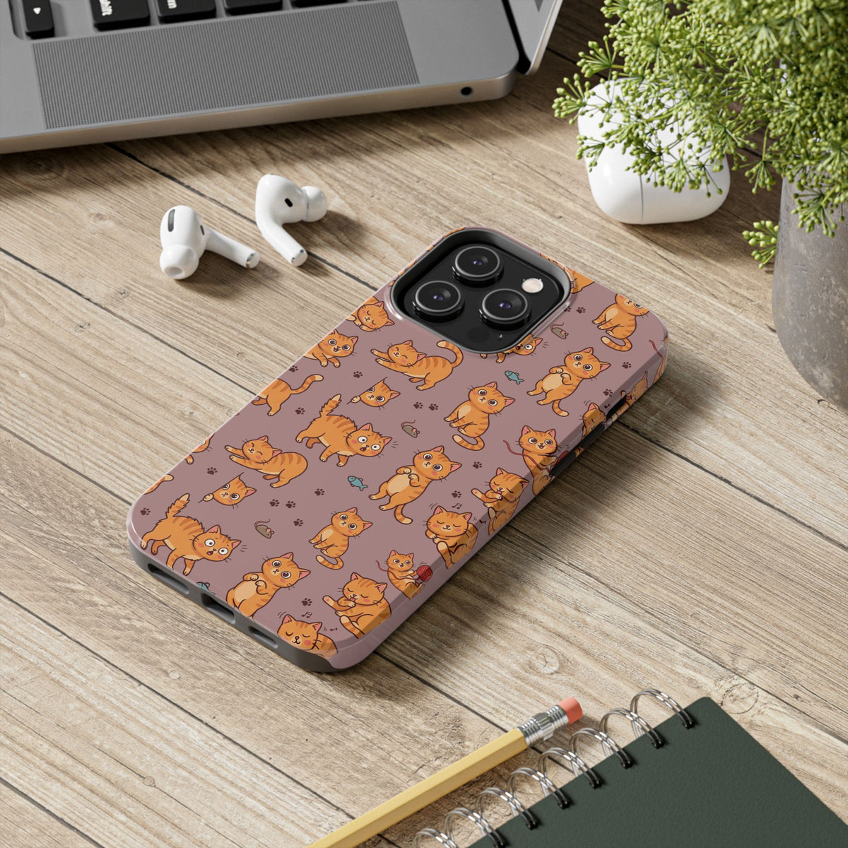 Playful Cats Phone Case – Mocha Edition | Cute Kitten Pattern | iPhone case