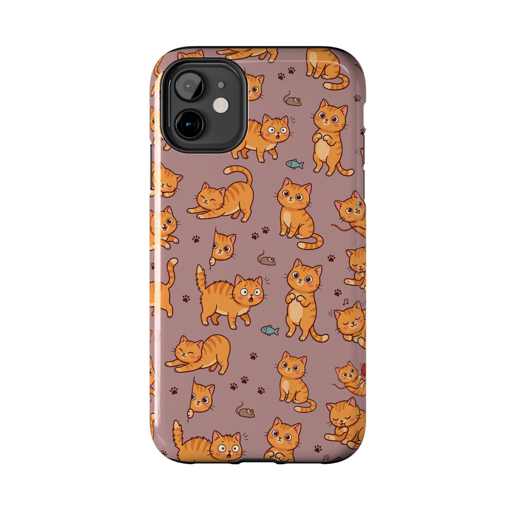 Playful Cats Phone Case – Mocha Edition | Cute Kitten Pattern | iPhone case