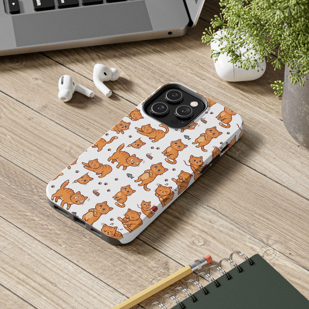 Playful Cats Phone Case – White Edition | Cute Kitten Pattern | iPhone case