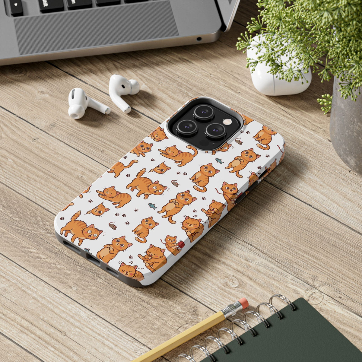 Playful Cats Phone Case – White Edition | Cute Kitten Pattern | iPhone case
