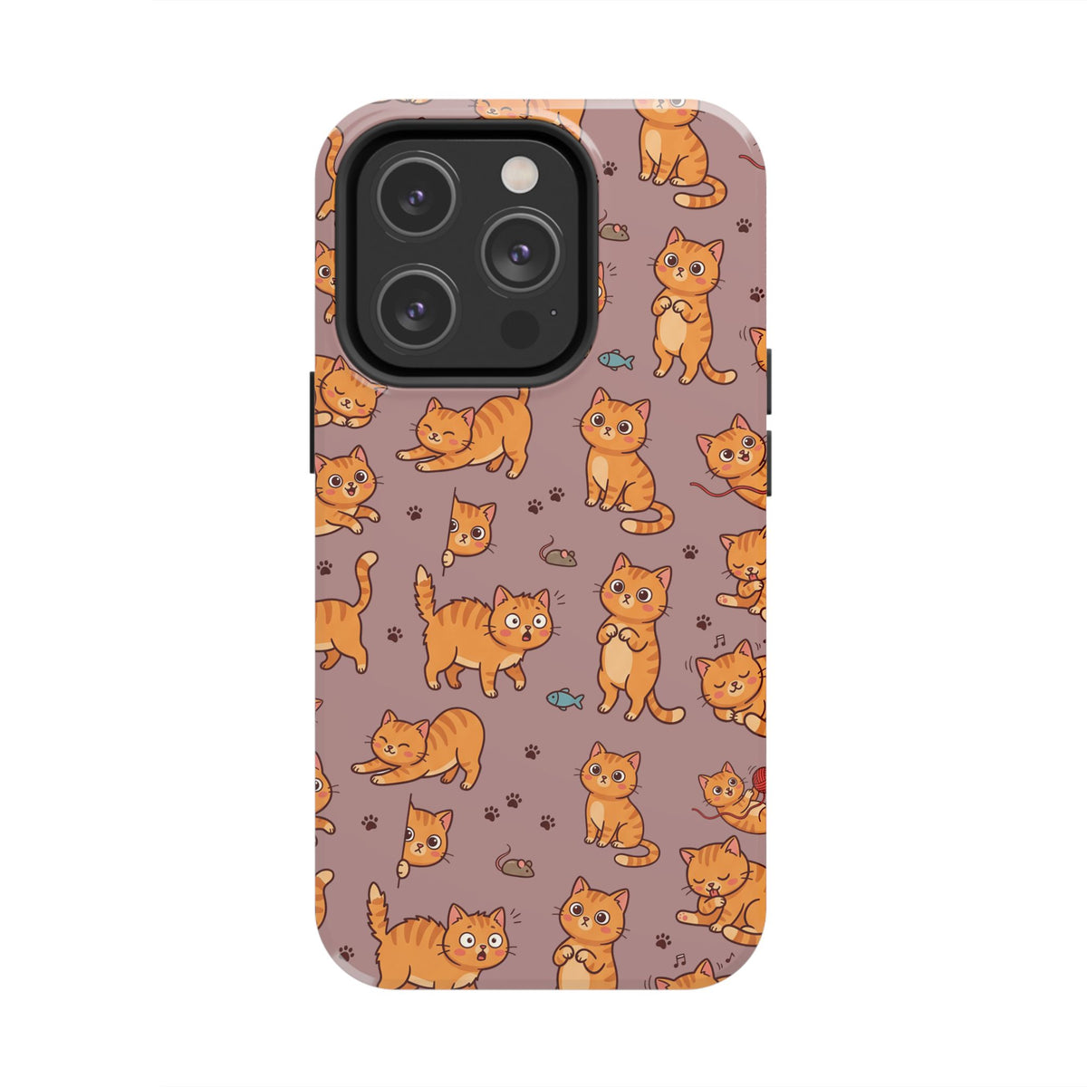 Playful Cats Phone Case – Mocha Edition | Cute Kitten Pattern | iPhone case