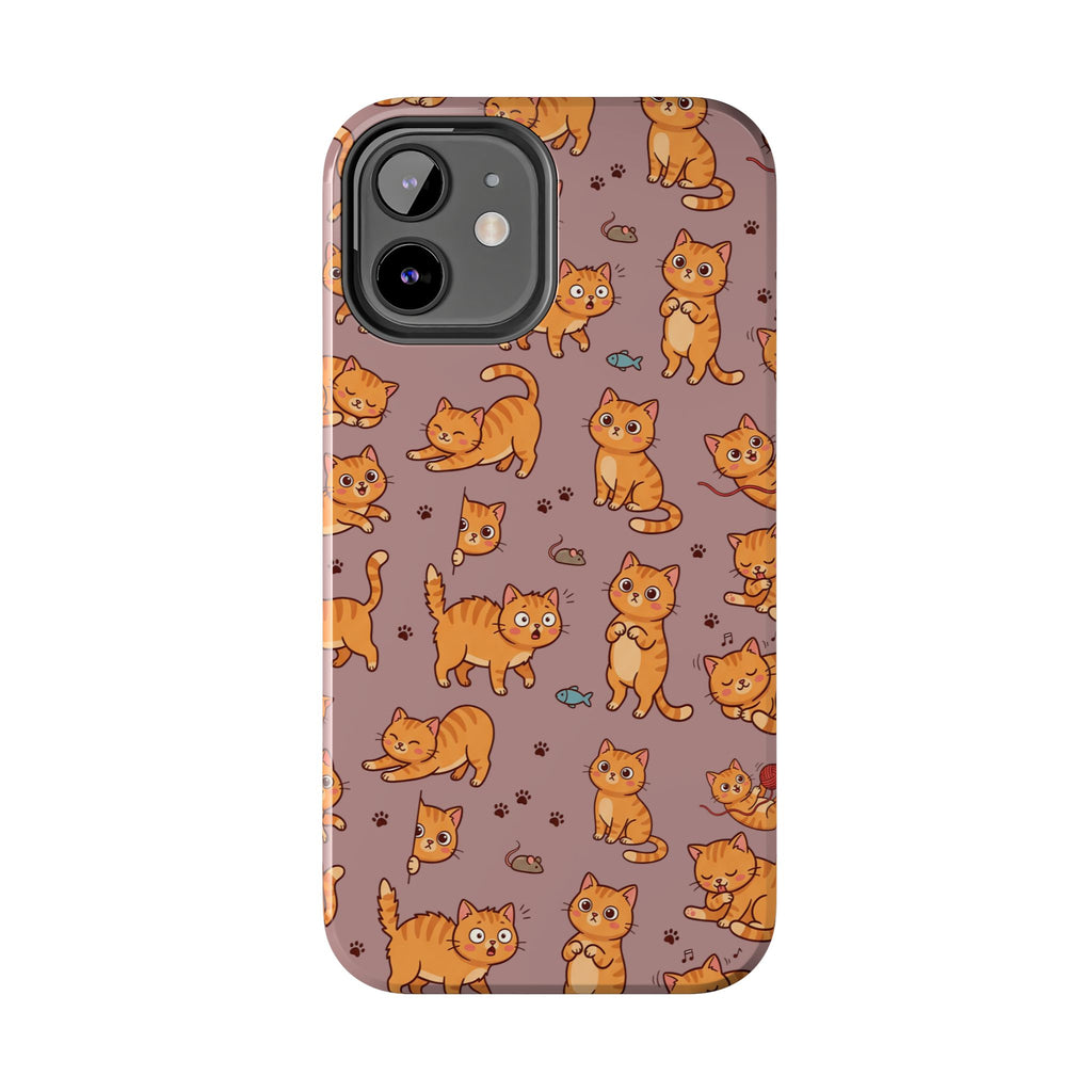 Playful Cats Phone Case – Mocha Edition | Cute Kitten Pattern | iPhone case