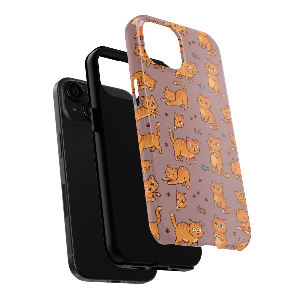 Playful Cats Phone Case – Mocha Edition | Cute Kitten Pattern | iPhone case