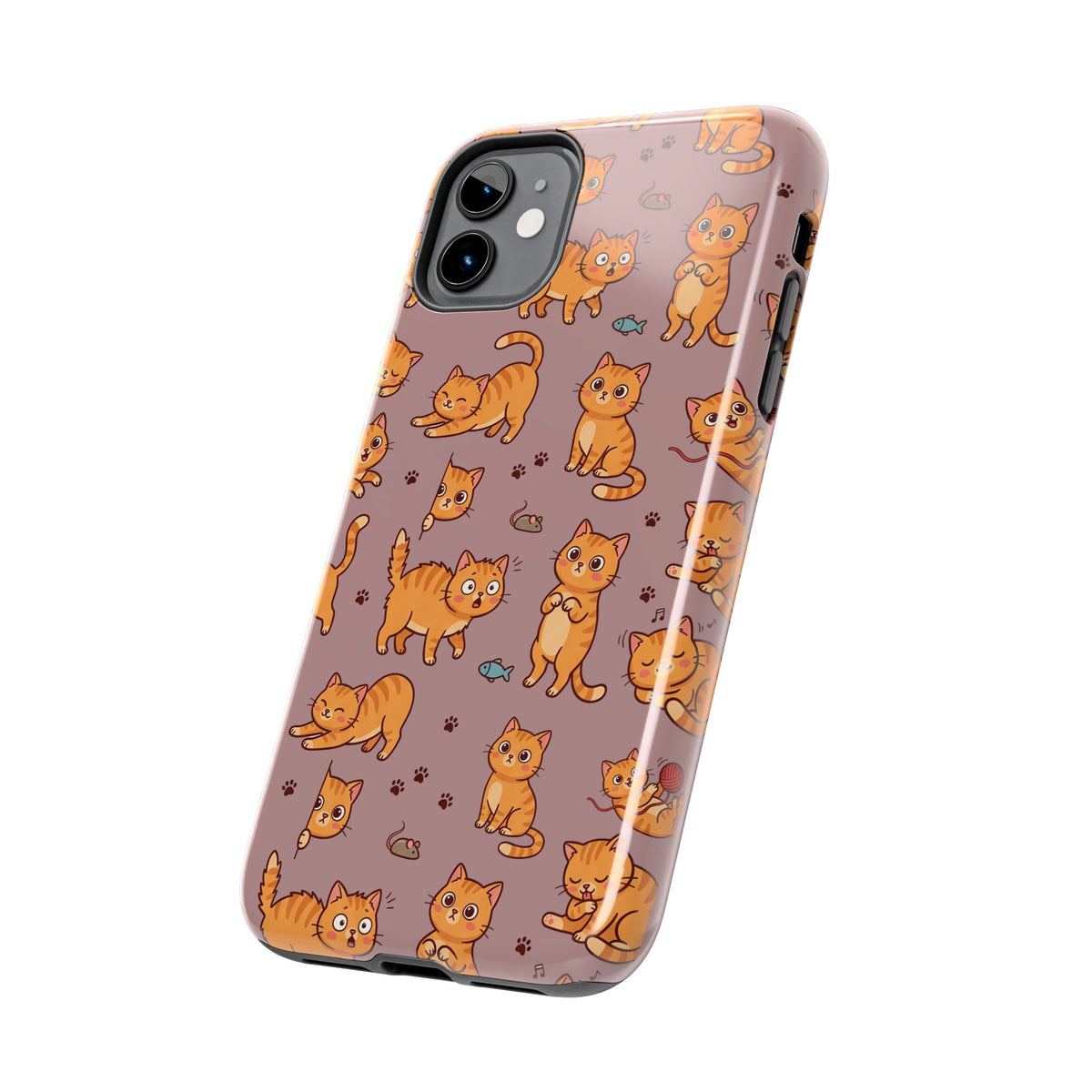 Playful Cats Phone Case – Mocha Edition | Cute Kitten Pattern | iPhone case