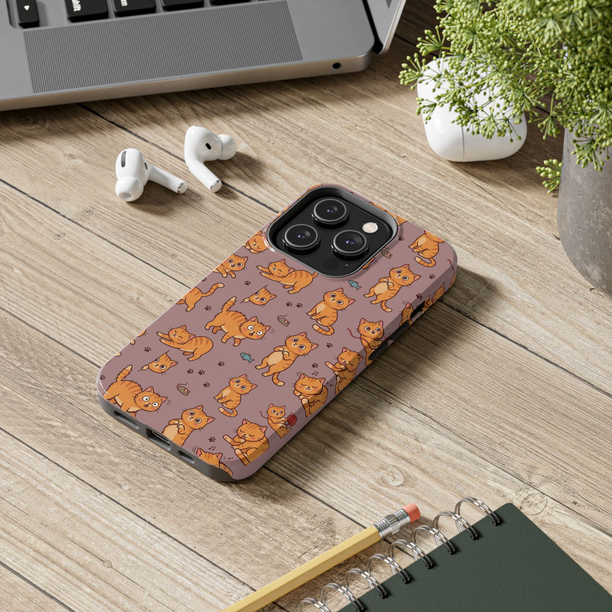 Playful Cats Phone Case – Mocha Edition | Cute Kitten Pattern | iPhone case