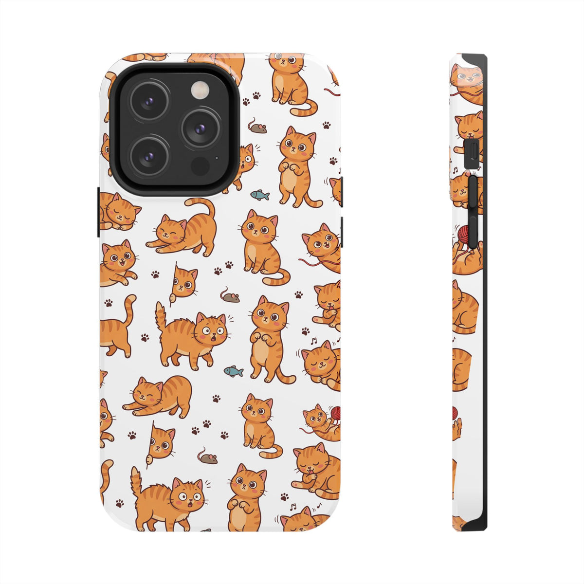 Playful Cats Phone Case – White Edition | Cute Kitten Pattern | iPhone case