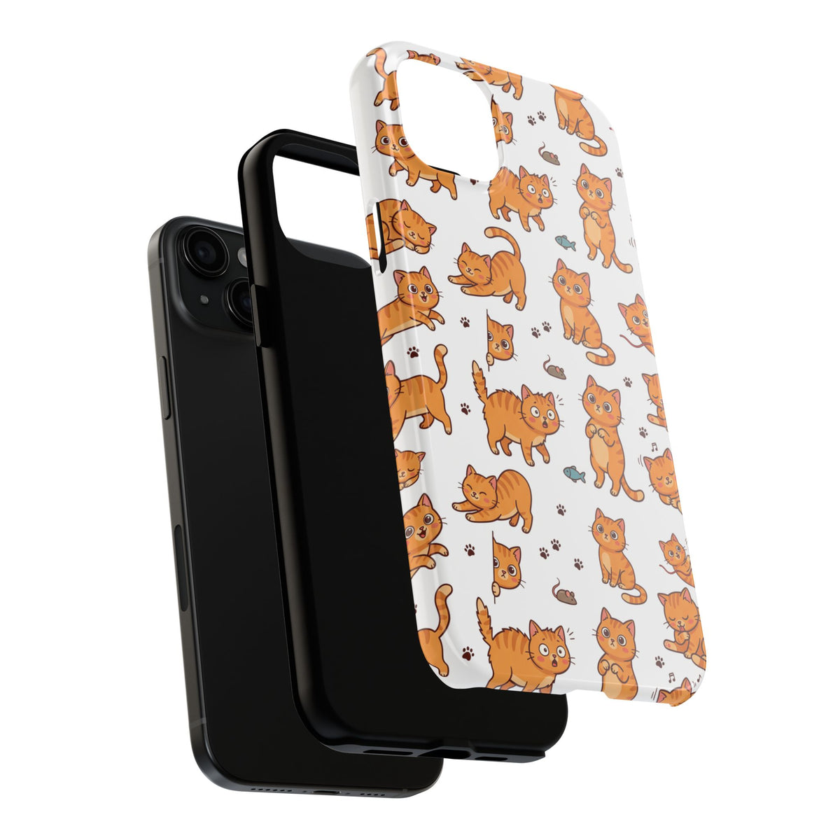 Playful Cats Phone Case – White Edition | Cute Kitten Pattern | iPhone case