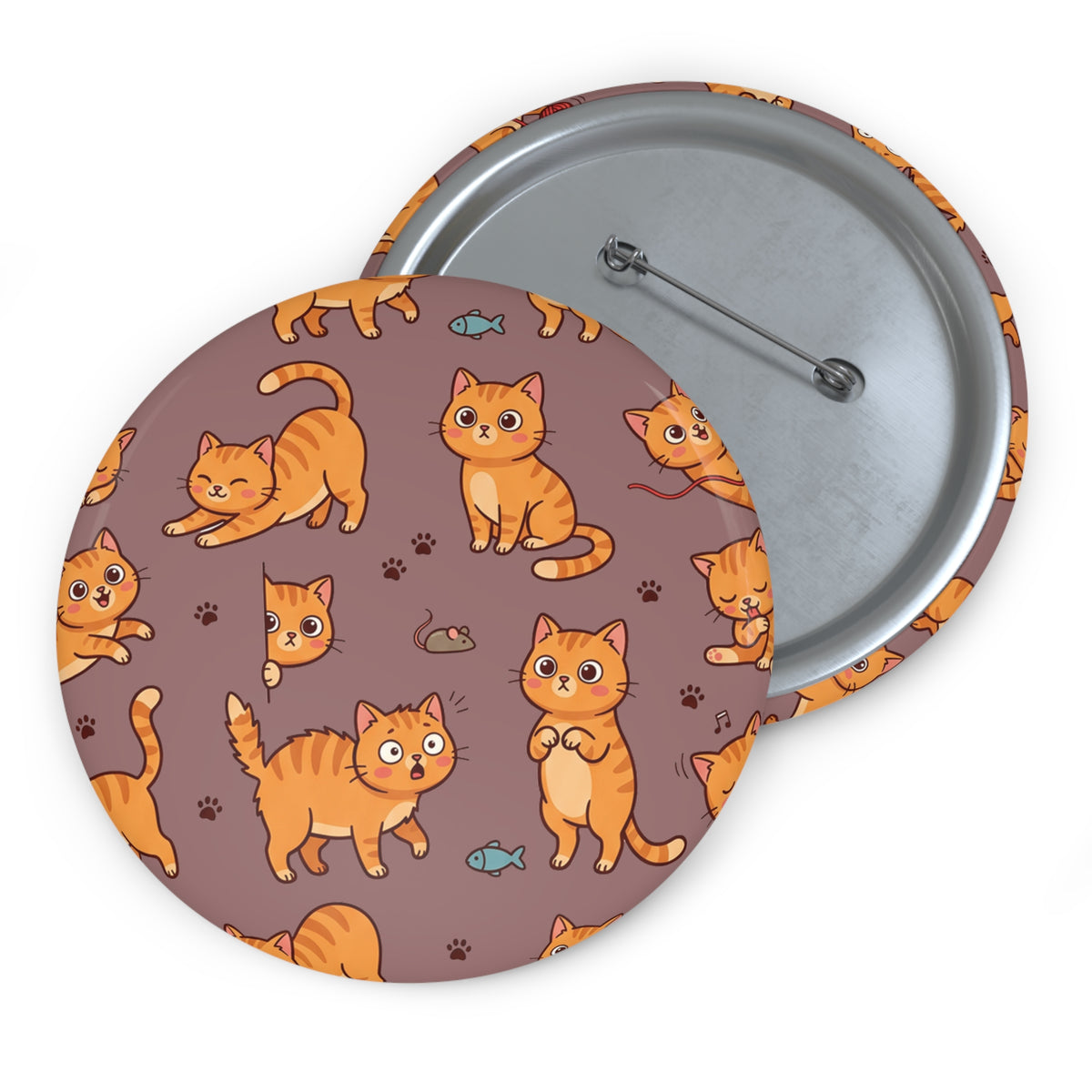 Cute Orange Cat Pattern Pin Button