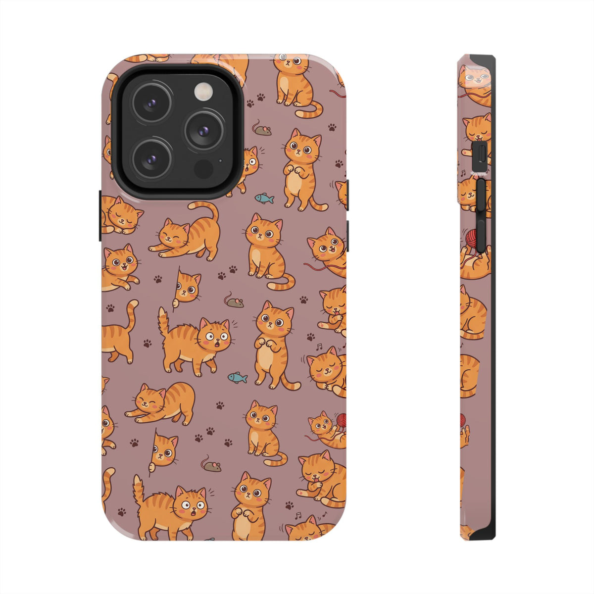 Playful Cats Phone Case – Mocha Edition | Cute Kitten Pattern | iPhone case