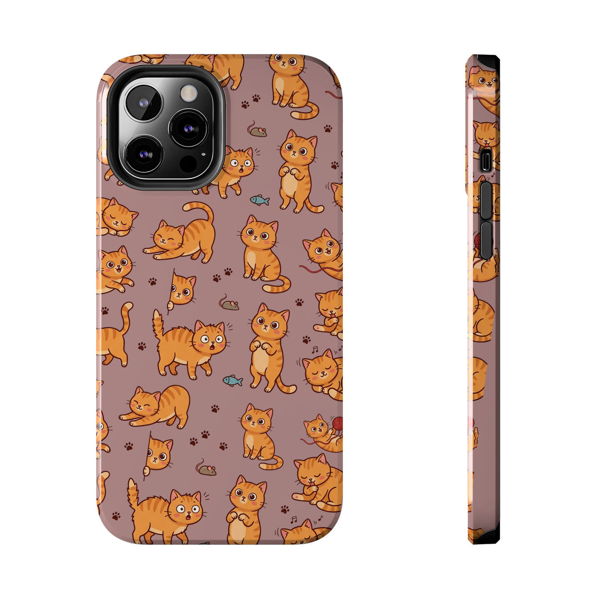 Playful Cats Phone Case – Mocha Edition | Cute Kitten Pattern | iPhone case