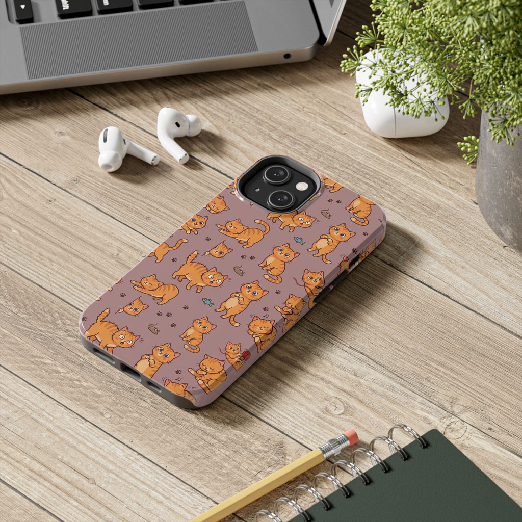 Playful Cats Phone Case – Mocha Edition | Cute Kitten Pattern | iPhone case