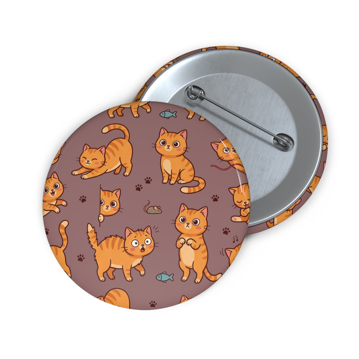 Cute Orange Cat Pattern Pin Button