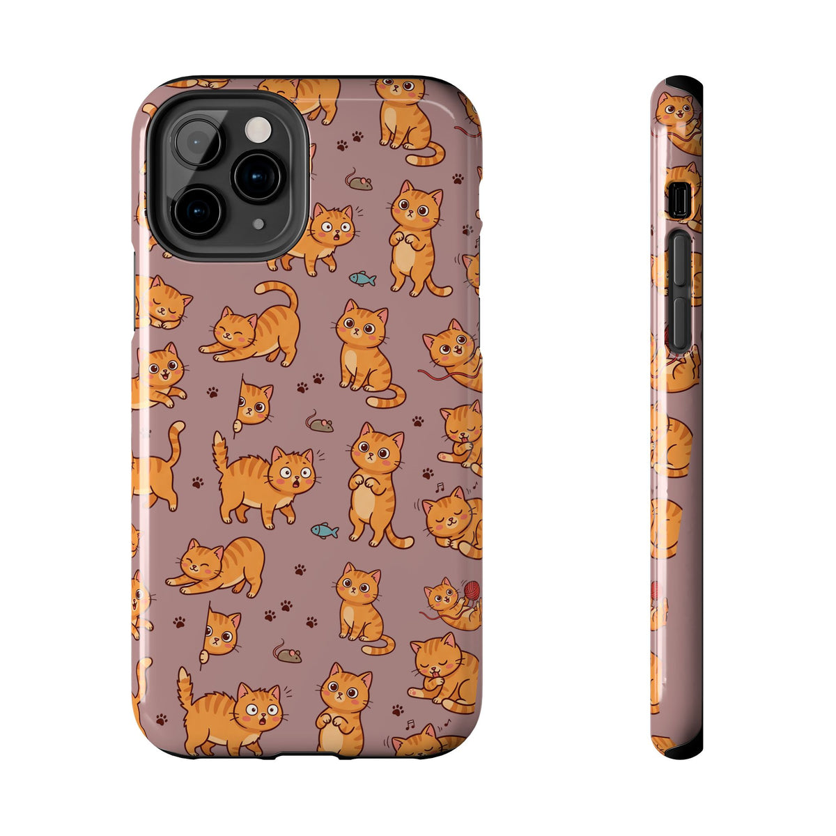 Playful Cats Phone Case – Mocha Edition | Cute Kitten Pattern | iPhone case