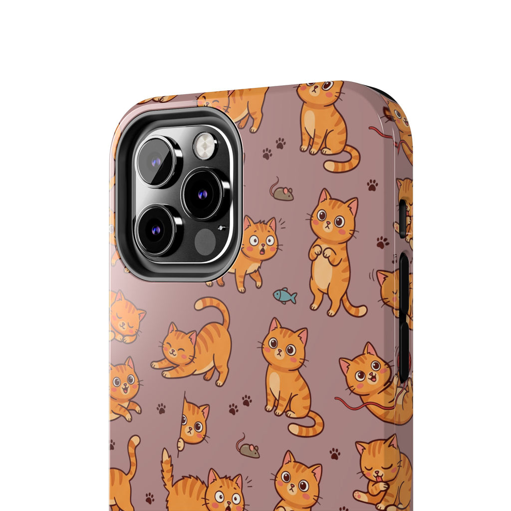 Playful Cats Phone Case – Mocha Edition | Cute Kitten Pattern | iPhone case