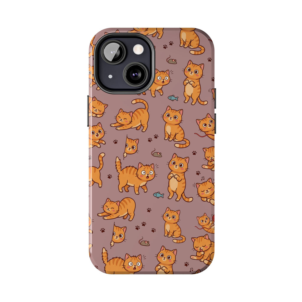 Playful Cats Phone Case – Mocha Edition | Cute Kitten Pattern | iPhone case