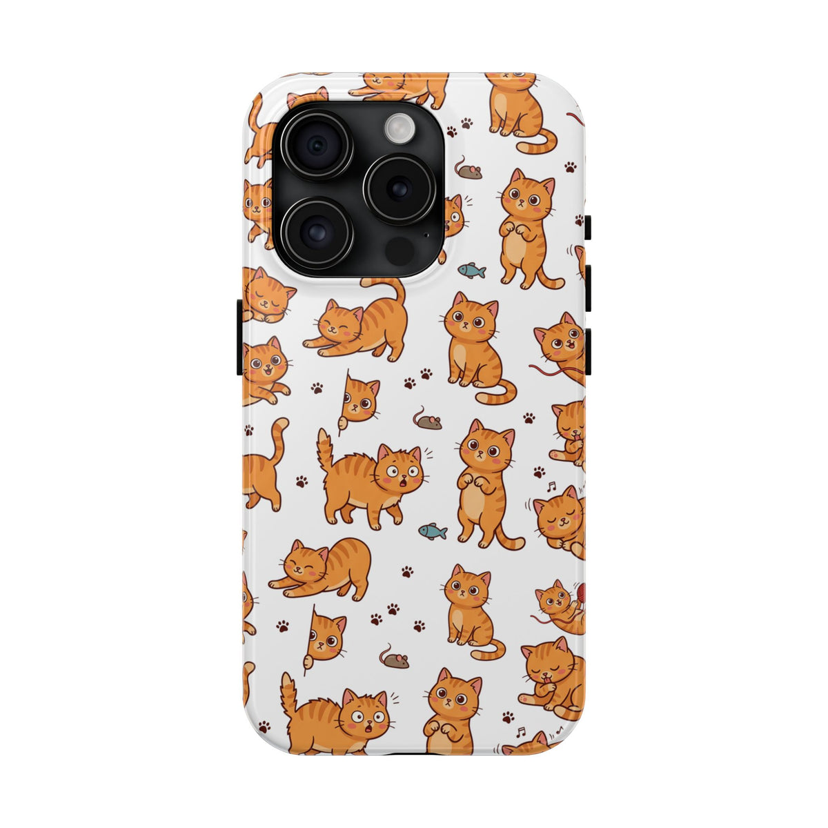Playful Cats Phone Case – White Edition | Cute Kitten Pattern | iPhone case