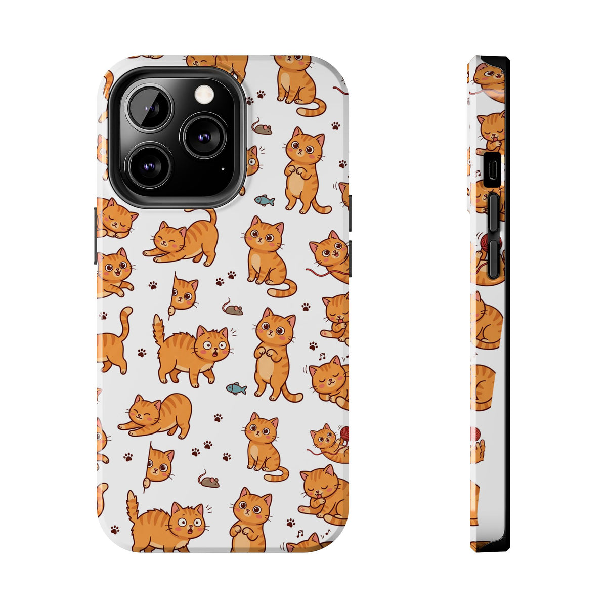 Playful Cats Phone Case – White Edition | Cute Kitten Pattern | iPhone case