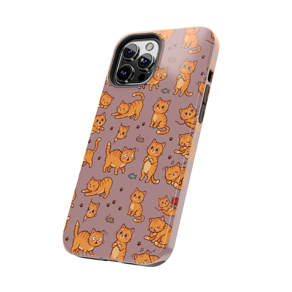Playful Cats Phone Case – Mocha Edition | Cute Kitten Pattern | iPhone case