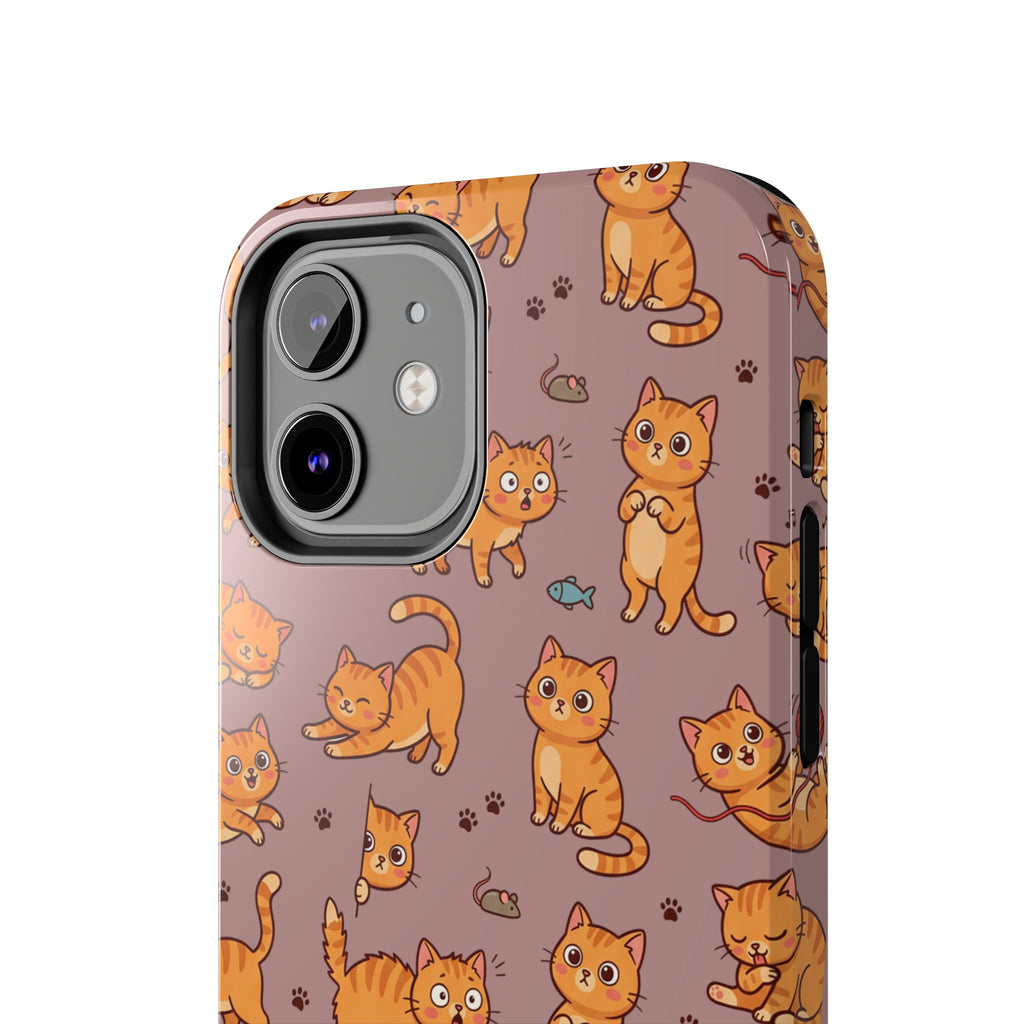 Playful Cats Phone Case – Mocha Edition | Cute Kitten Pattern | iPhone case
