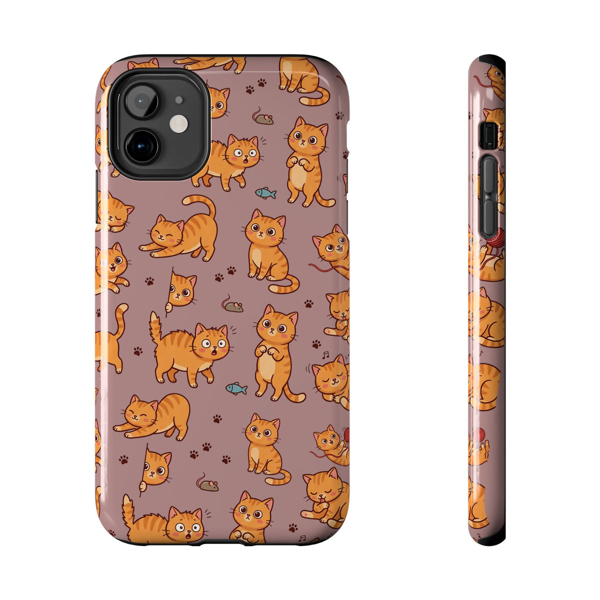 Playful Cats Phone Case – Mocha Edition | Cute Kitten Pattern | iPhone case