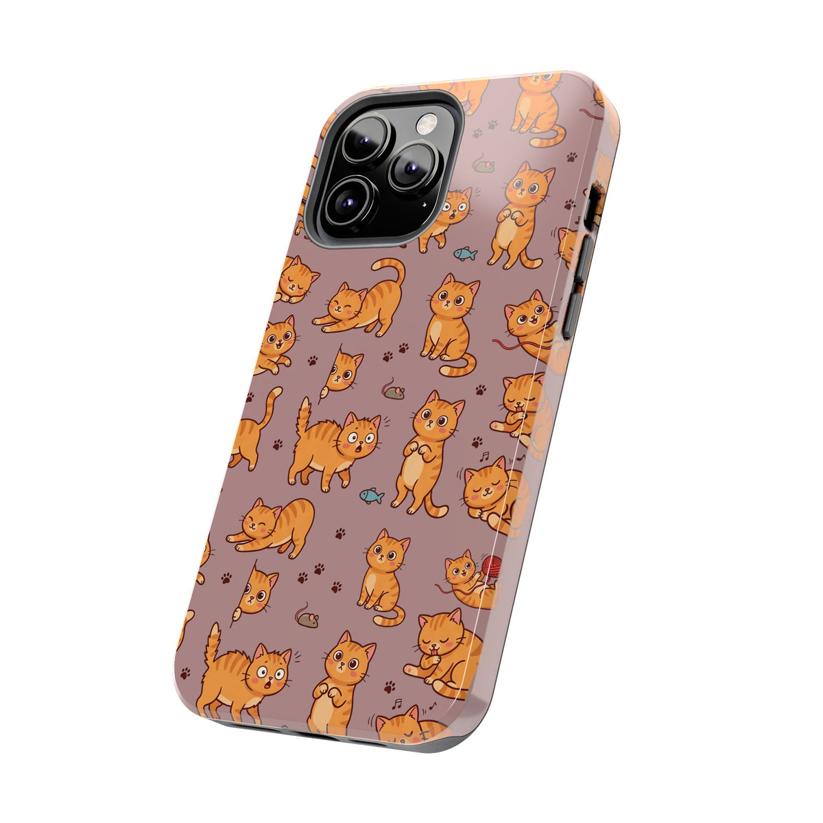 Playful Cats Phone Case – Mocha Edition | Cute Kitten Pattern | iPhone case