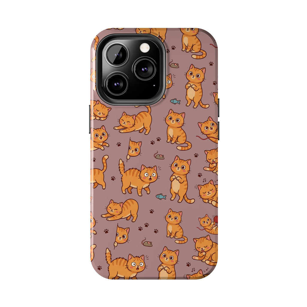 Playful Cats Phone Case – Mocha Edition | Cute Kitten Pattern | iPhone case