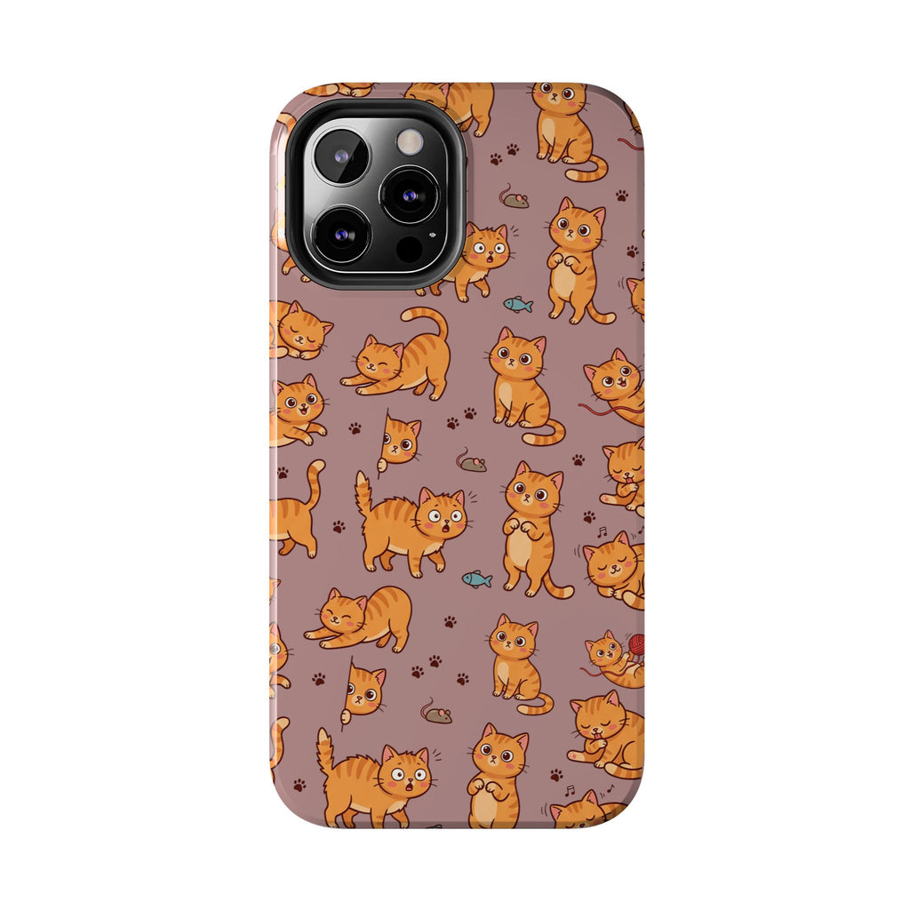 Playful Cats Phone Case – Mocha Edition | Cute Kitten Pattern | iPhone case