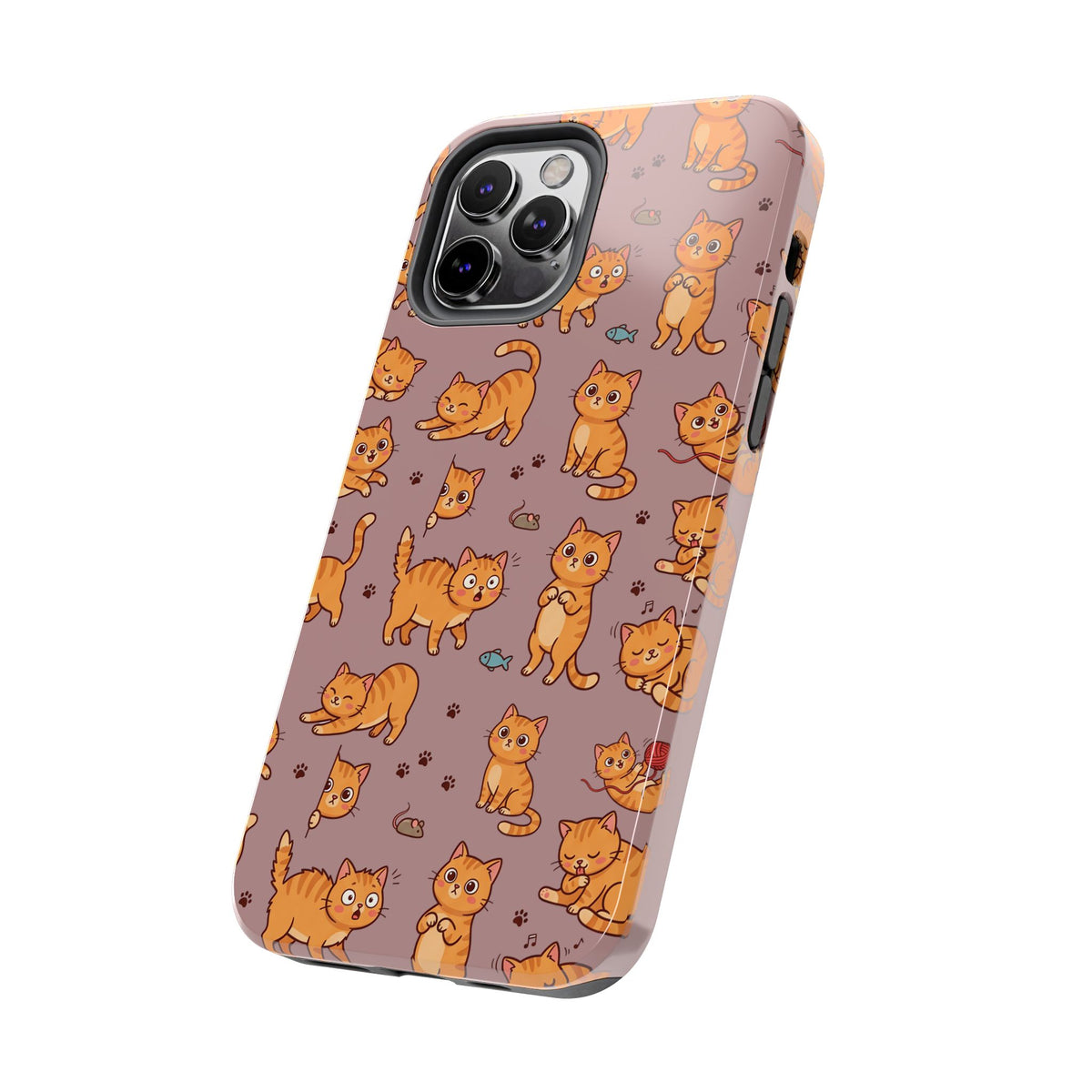 Playful Cats Phone Case – Mocha Edition | Cute Kitten Pattern | iPhone case