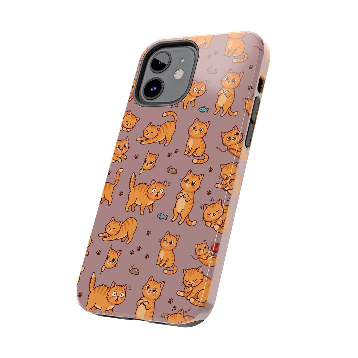 Playful Cats Phone Case – Mocha Edition | Cute Kitten Pattern | iPhone case