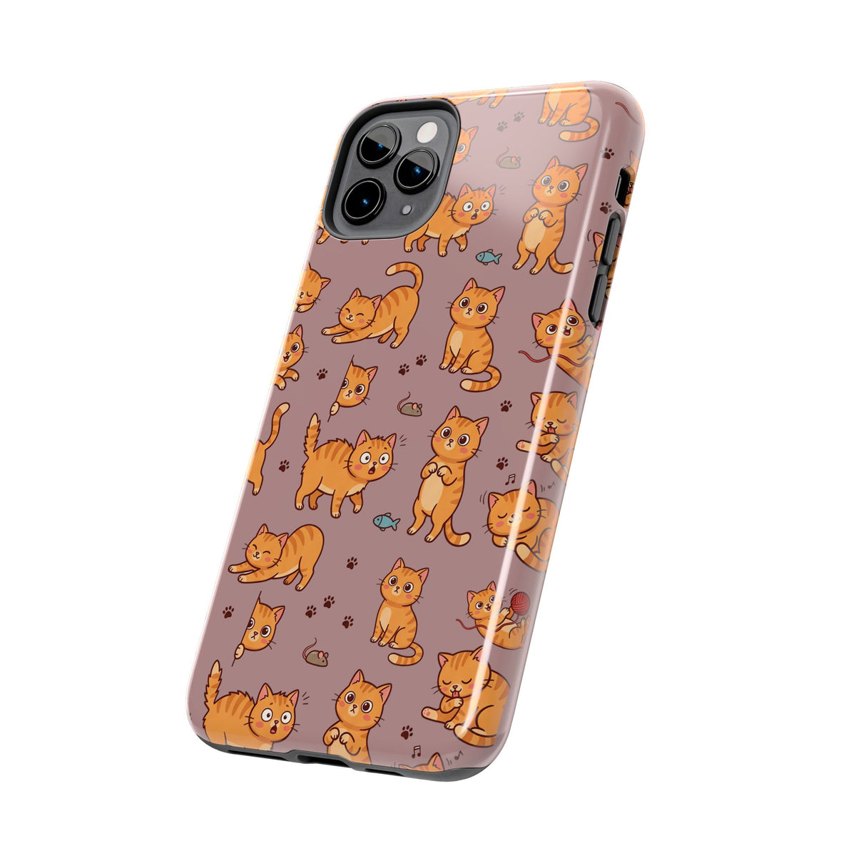 Playful Cats Phone Case – Mocha Edition | Cute Kitten Pattern | iPhone case